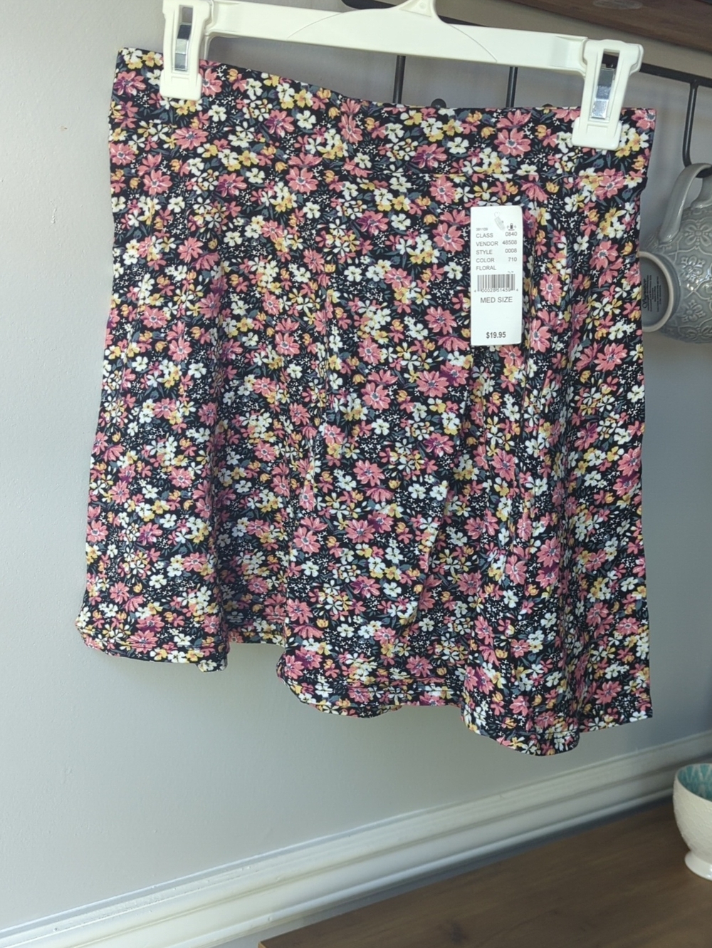 PacSun Black Floral Circle Skirt with Pink & Yellow Blooms